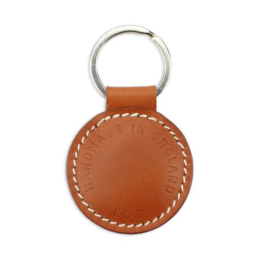 Small Leather Round Keyring - Tan - Will Bees Bespoke