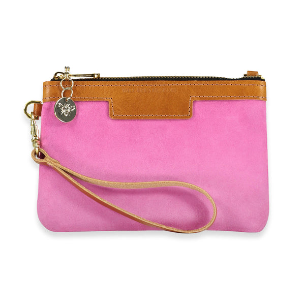 Mini Diana 2 in 1 Clutch - Bright Pink Suede - Will Bees Bespoke